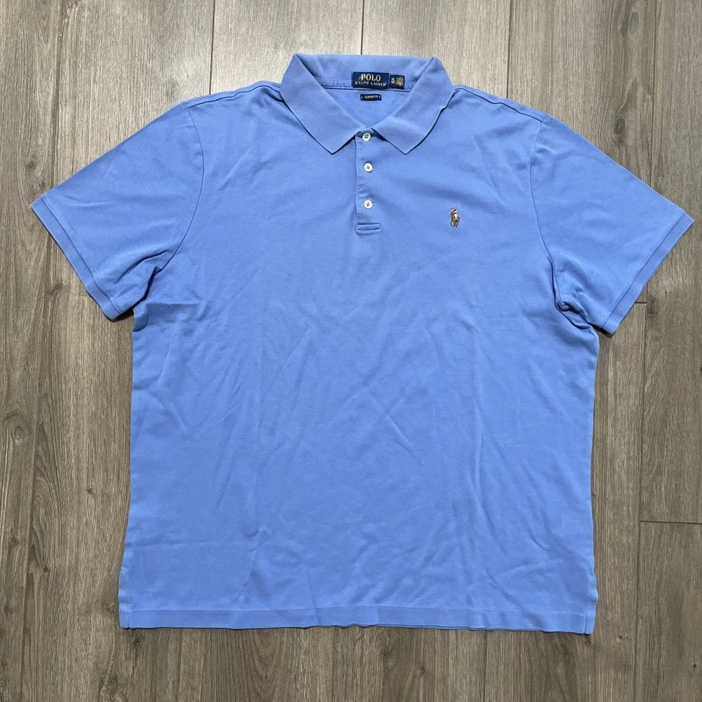 Polo Ralph Lauren Short Sleeve Polo Shirt Mens XL Classic Fit Blue Cotton